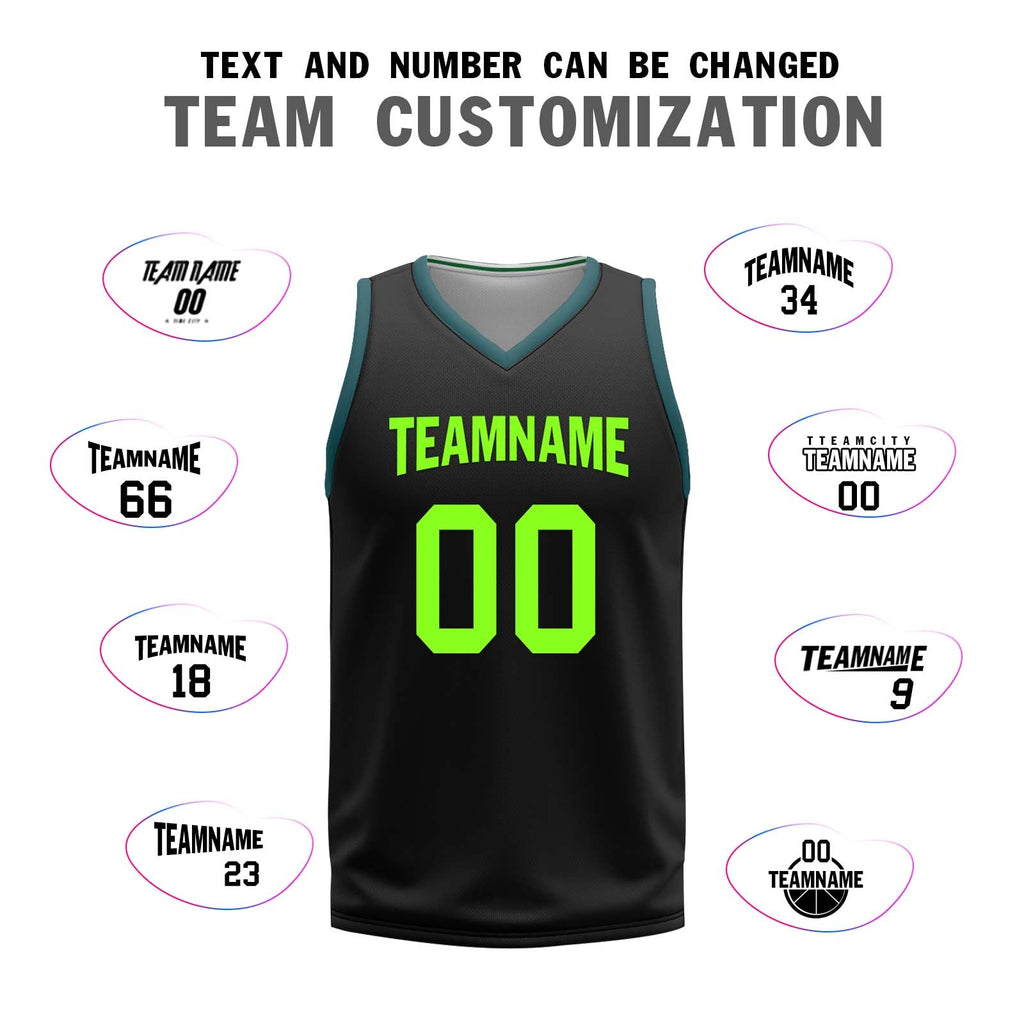 Custom Black Green Boston City Edition Personalized Reversible Basketball Set Sports Basketball Jersey BBJ01R-D0610-2-COOLMAX