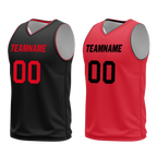 Custom Black Red Classic Style Reversible Basketball Uniform Personalized COOLMAX BBJR-D017018