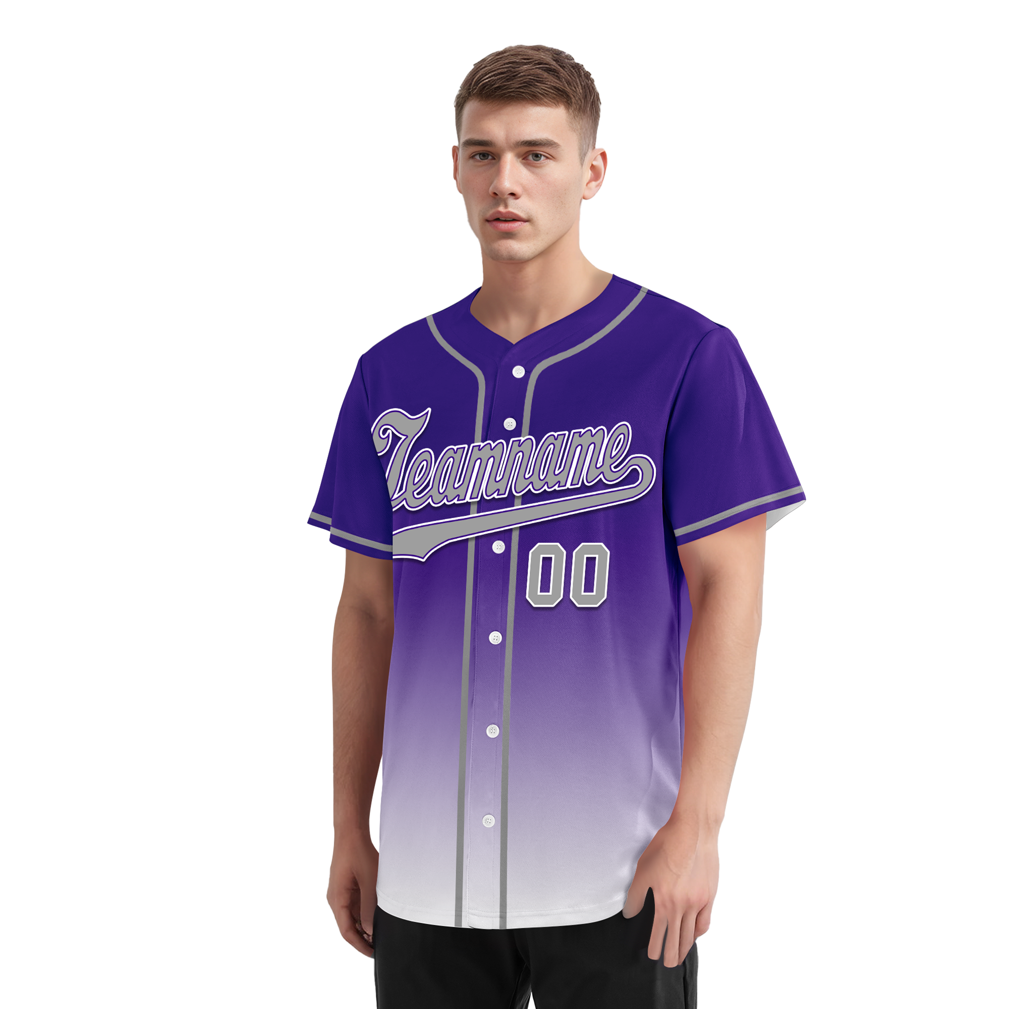 Custom Purple White Fade Fashion Personalized Authentic Baseball Jersey BSBJ01-D0a70eb