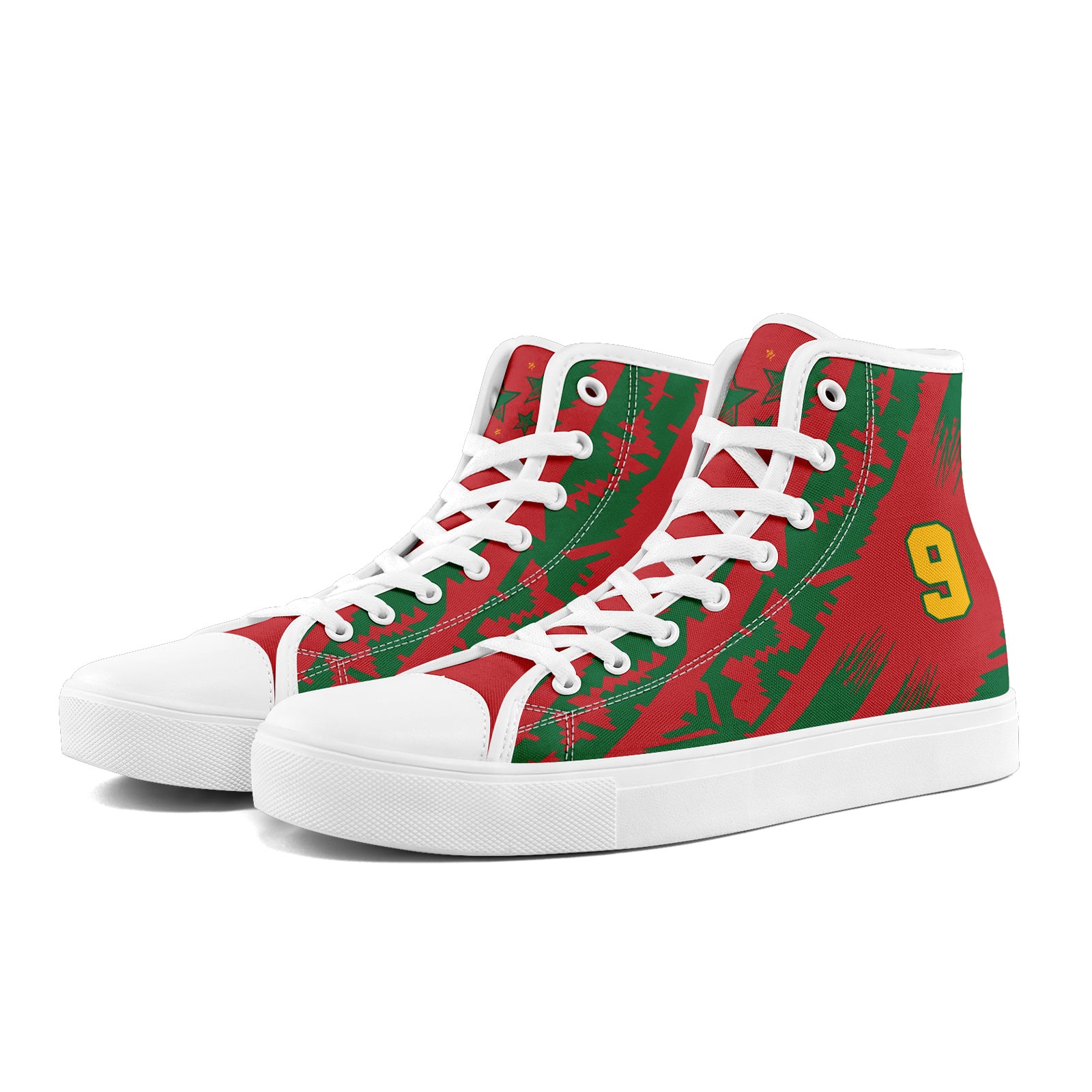 Custom Morocco 2026 World Cup Sneakers DIY Country Flag Running Shoes Lightweight Sport Shoes Gift for Football Fans Personalized Team Name and Logo FN024-F009121-9