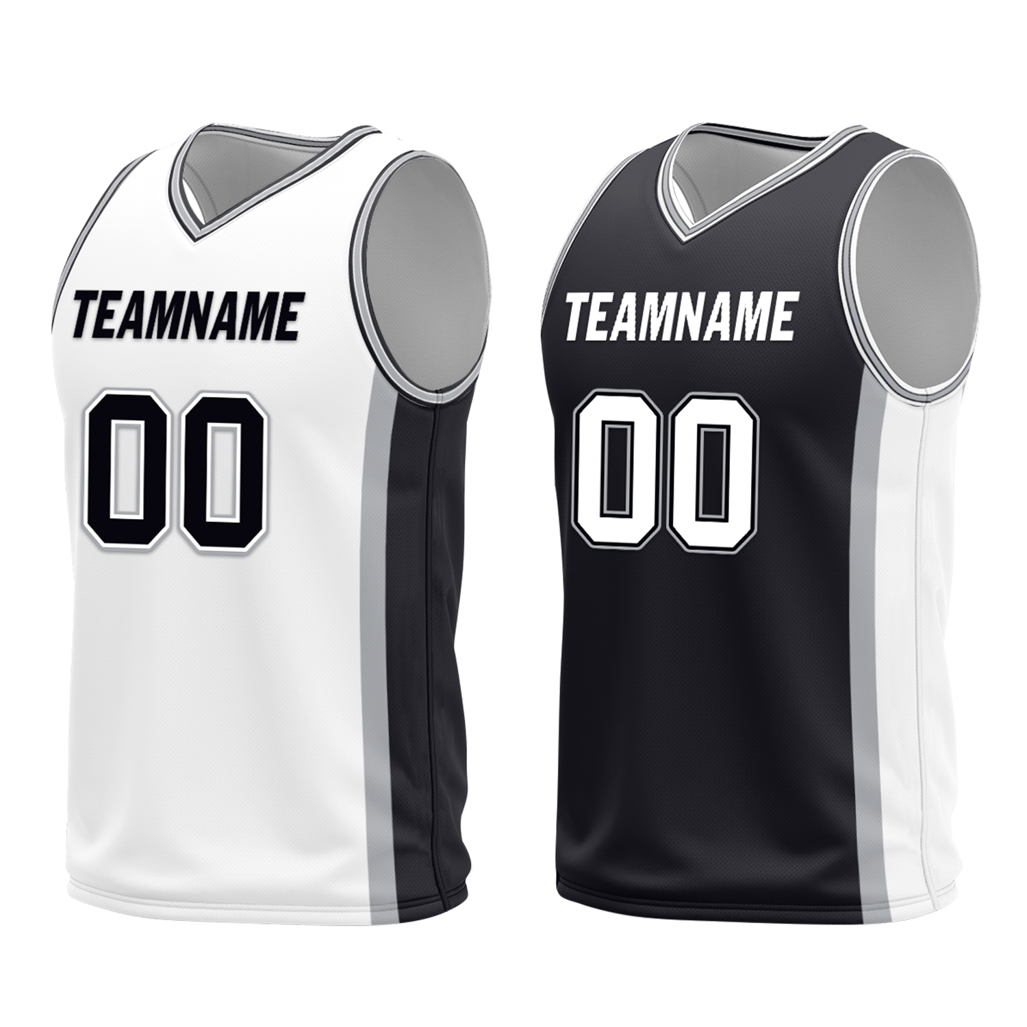 Custom White Black Classic Style Reversible Basketball Uniform Personalized COOLMAX BBJR-D017051