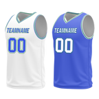 Custom White Blue Classic Style Reversible Basketball Uniform Personalized Ordinary BBJR-D017045
