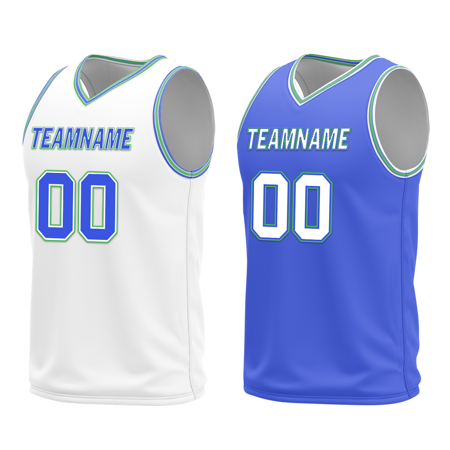 Custom White Blue Classic Style Reversible Basketball Uniform Personalized Ordinary BBJR-D017045
