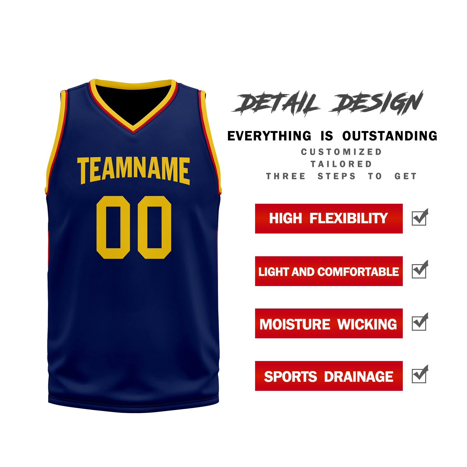 Custom Navy Blue Red Gold City Edition Personalized Sports Uniform Authentic Basketball Jersey BBJ01-D06101-10