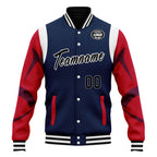 Custom Blue New England Jacket Bomber Full-Snap Varsity Letterman Personalized Jacket FZ005-D025004-26