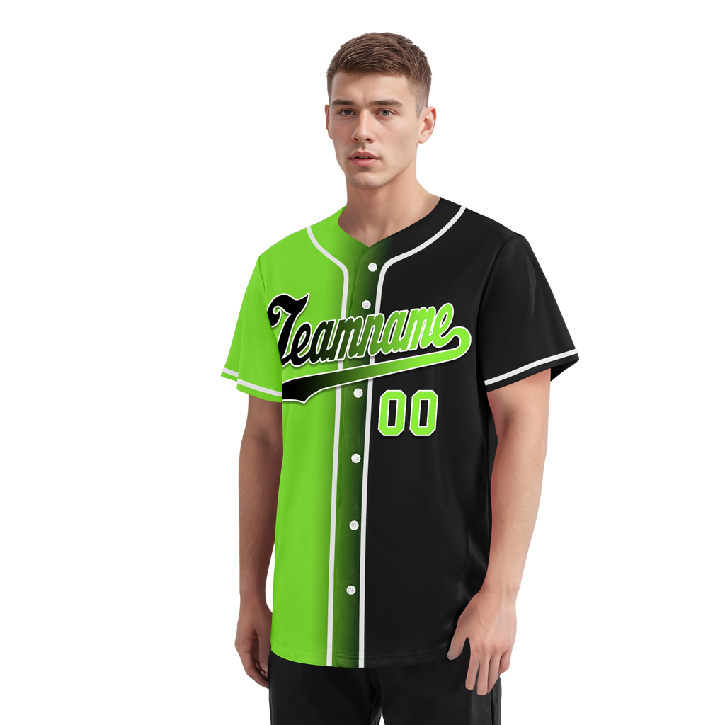 Custom Green Black Gradient Fashion Personalized Authentic Baseball Jersey BSBJ01-D0a709c