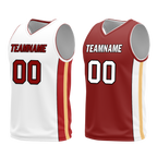 Custom White Red Classic Style Reversible Basketball Uniform Personalized COOLMAX BBJR-D017017