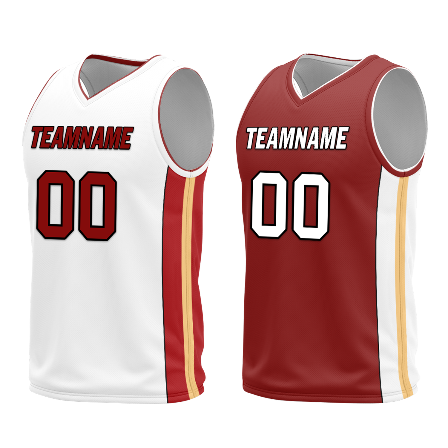 Custom White Red Classic Style Reversible Basketball Uniform Personalized COOLMAX BBJR-D017017