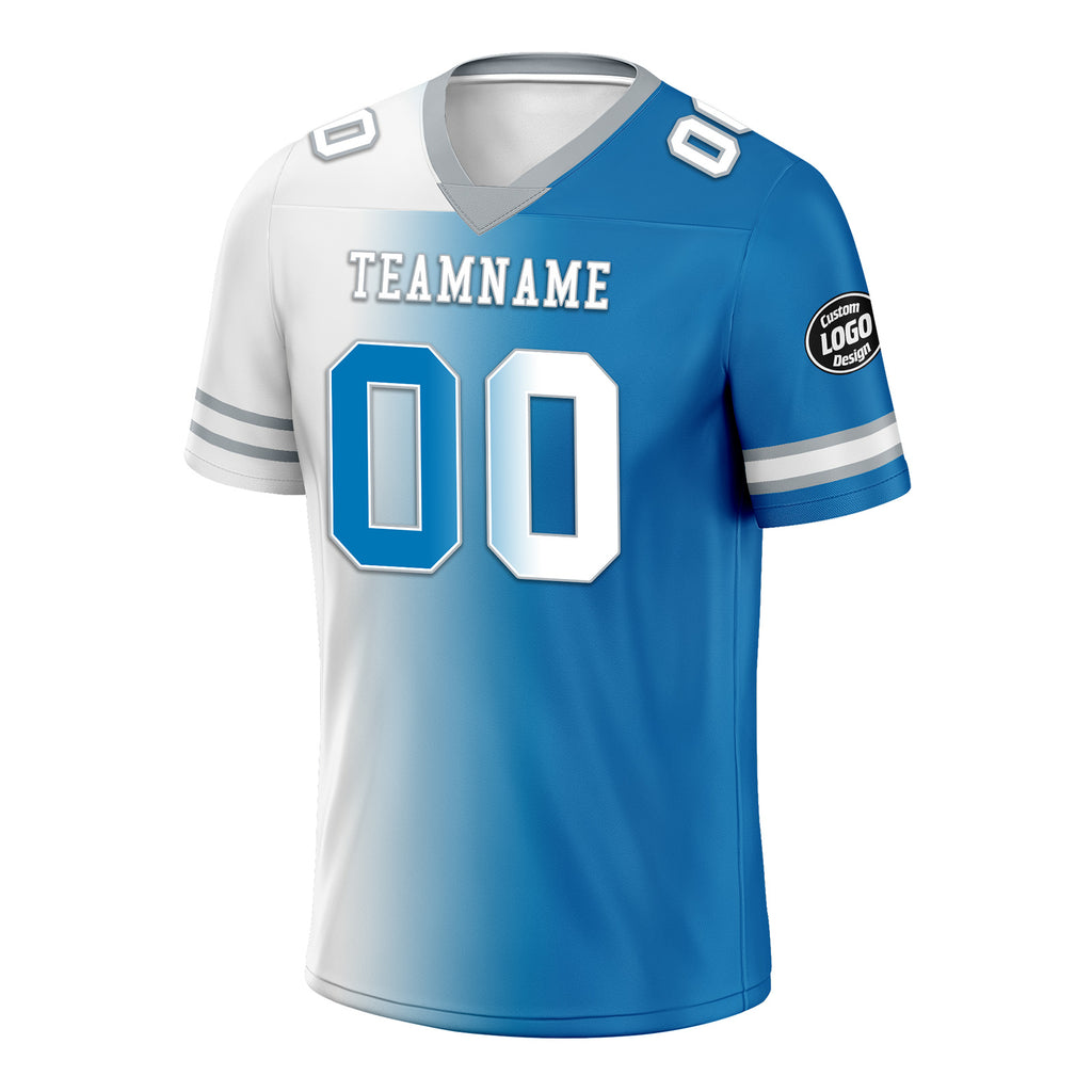Custom Blue White Michigan Personalized Authentic Football Jersey FBJ02-D028017-6