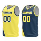 Custom Yellow Blue Classic Style Reversible Basketball Uniform Personalized Ordinary BBJR-D017060