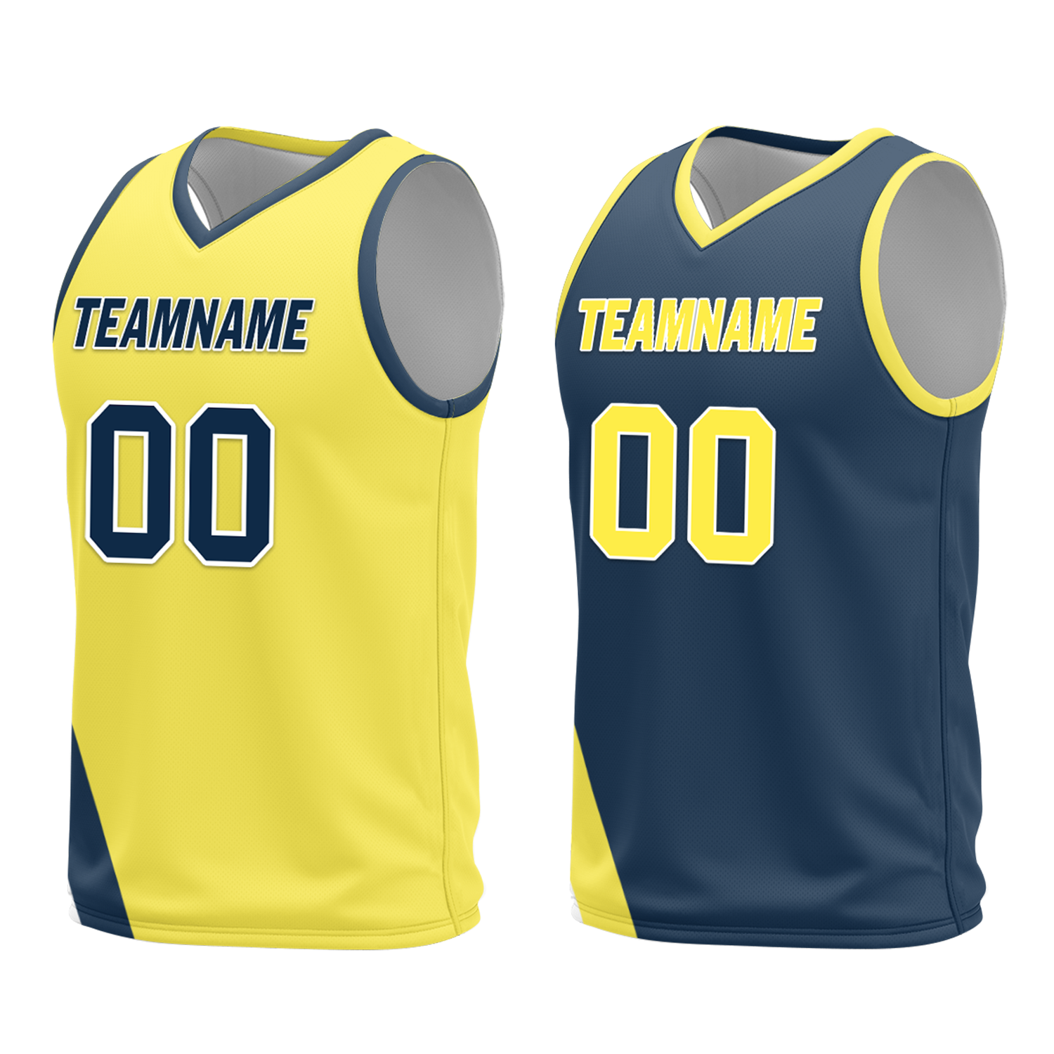 Custom Yellow Blue Classic Style Reversible Basketball Uniform Personalized Ordinary BBJR-D017060
