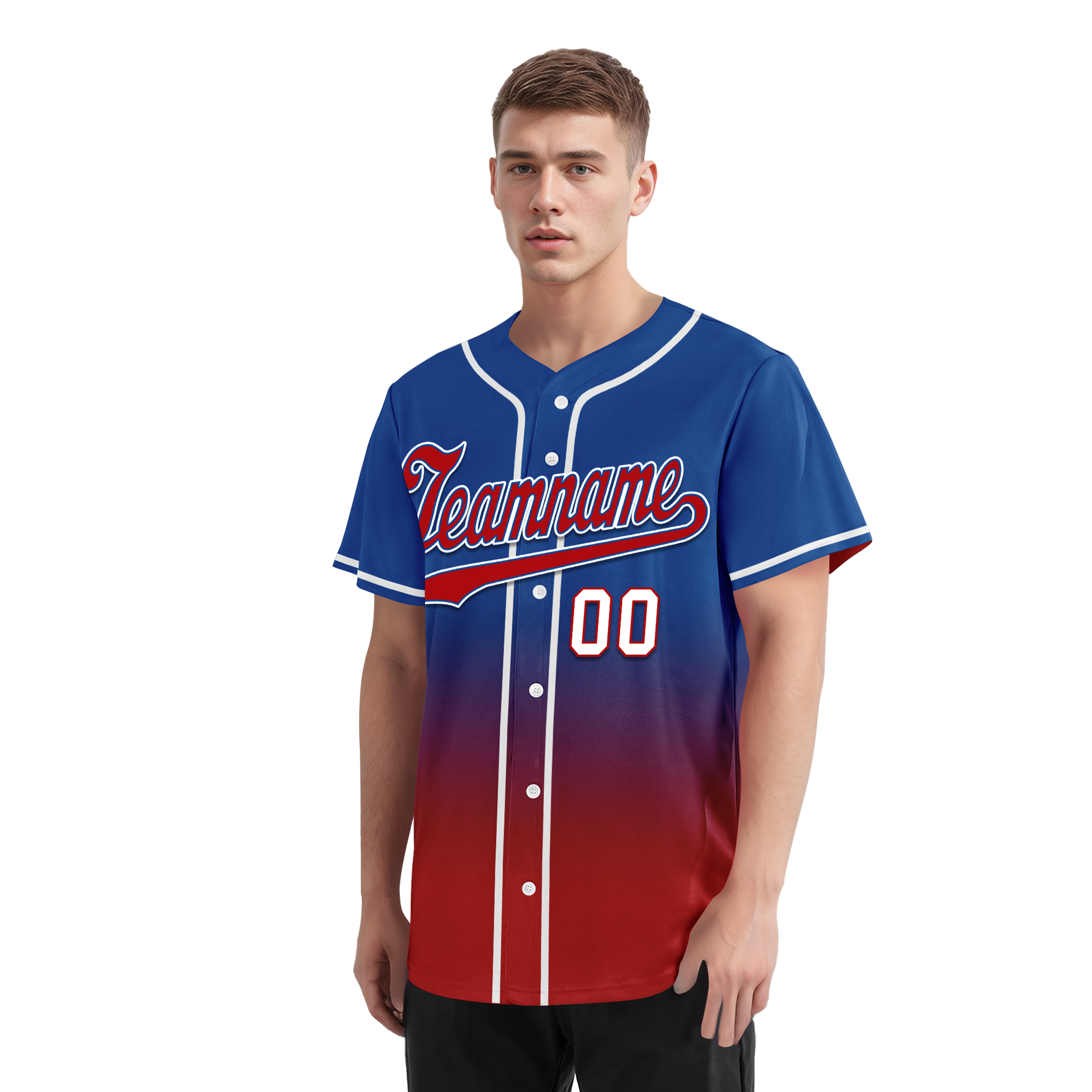 Custom Blue Red Fade Fashion Personalized Authentic Baseball Jersey BSBJ01-D0a70bd
