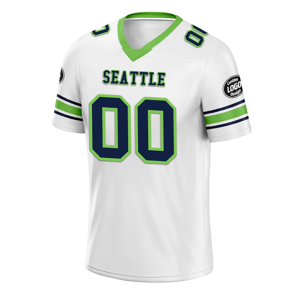Custom White Green Seattle Personalized Authentic Football Jersey FBJ02-D020256-14