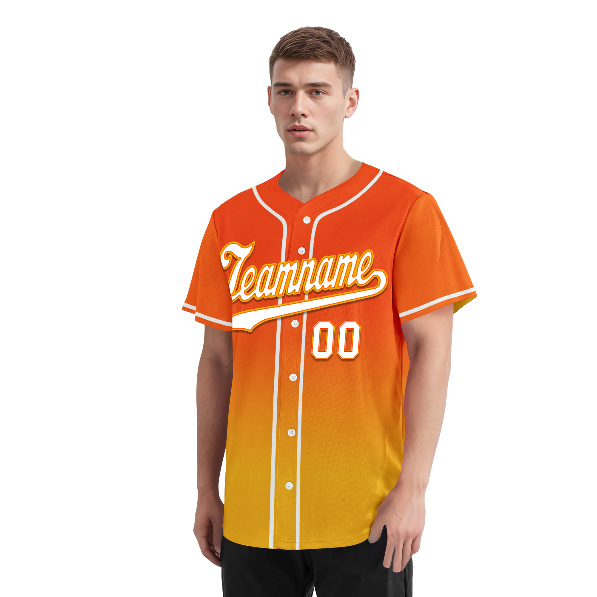 Custom Yellow Orange Fade Fashion Personalized Authentic Baseball Jersey BSBJ01-D0a70c8