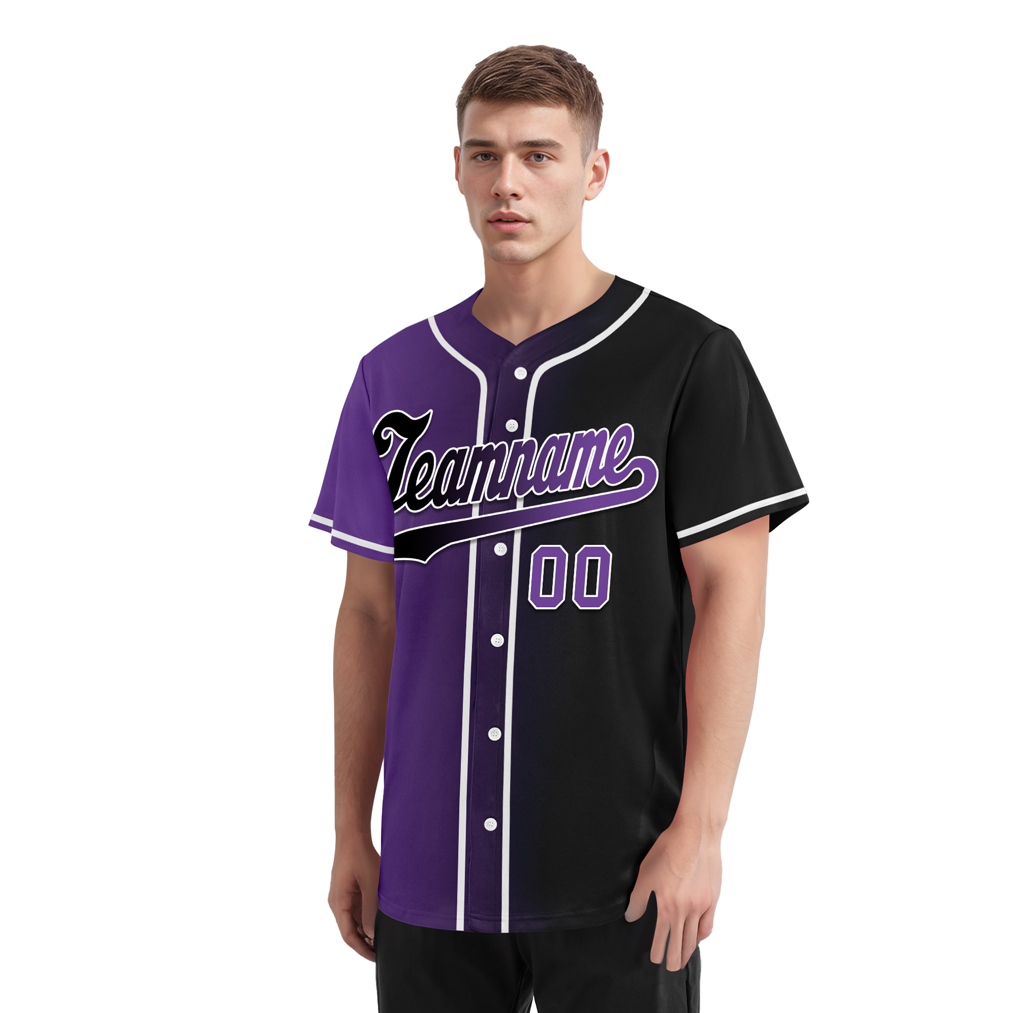 Custom Purple Black Gradient Fashion Personalized Authentic Baseball Jersey BSBJ01-D0a7090