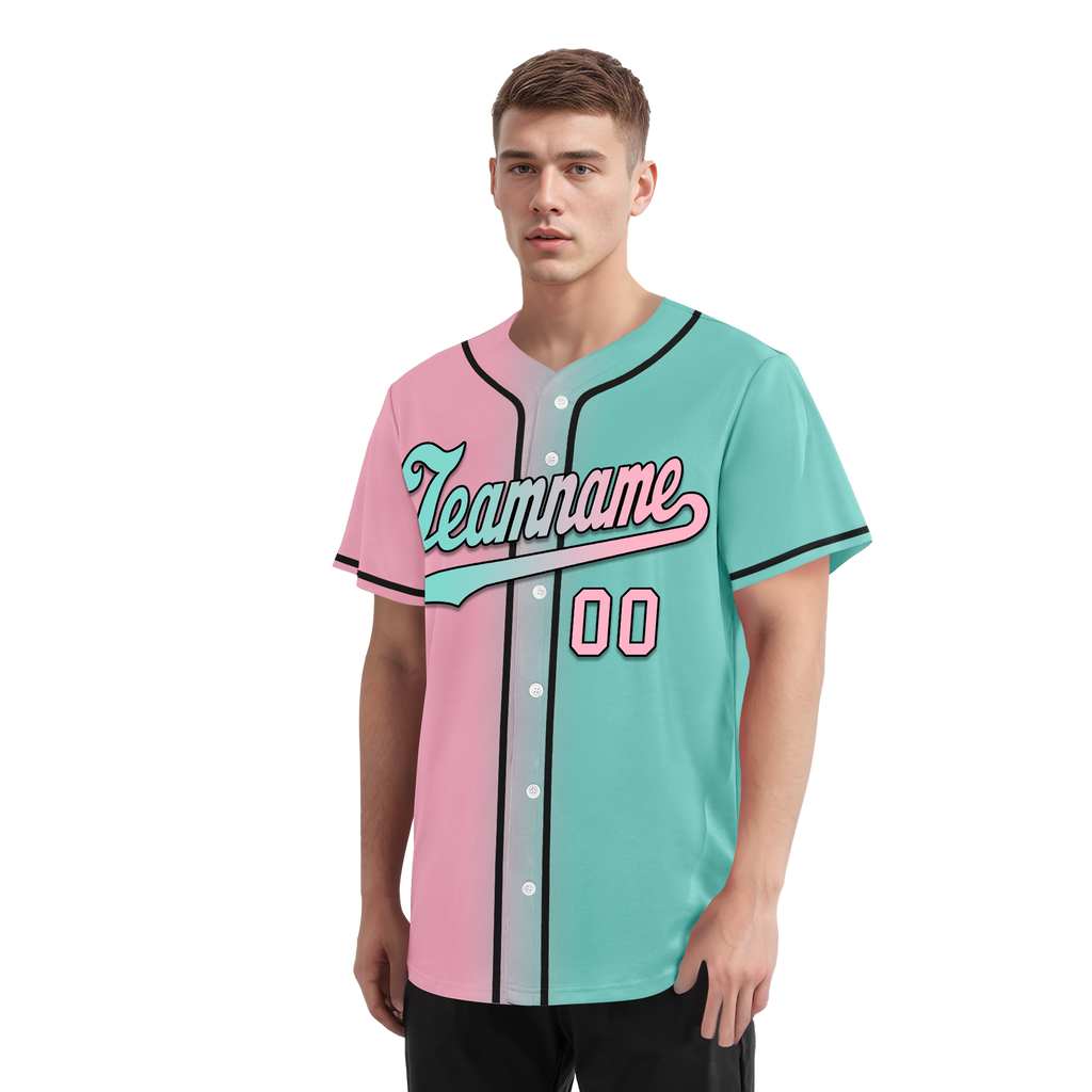 Custom Pink Cyan Gradient Fashion Personalized Authentic Baseball Jersey BSBJ01-D0a708b