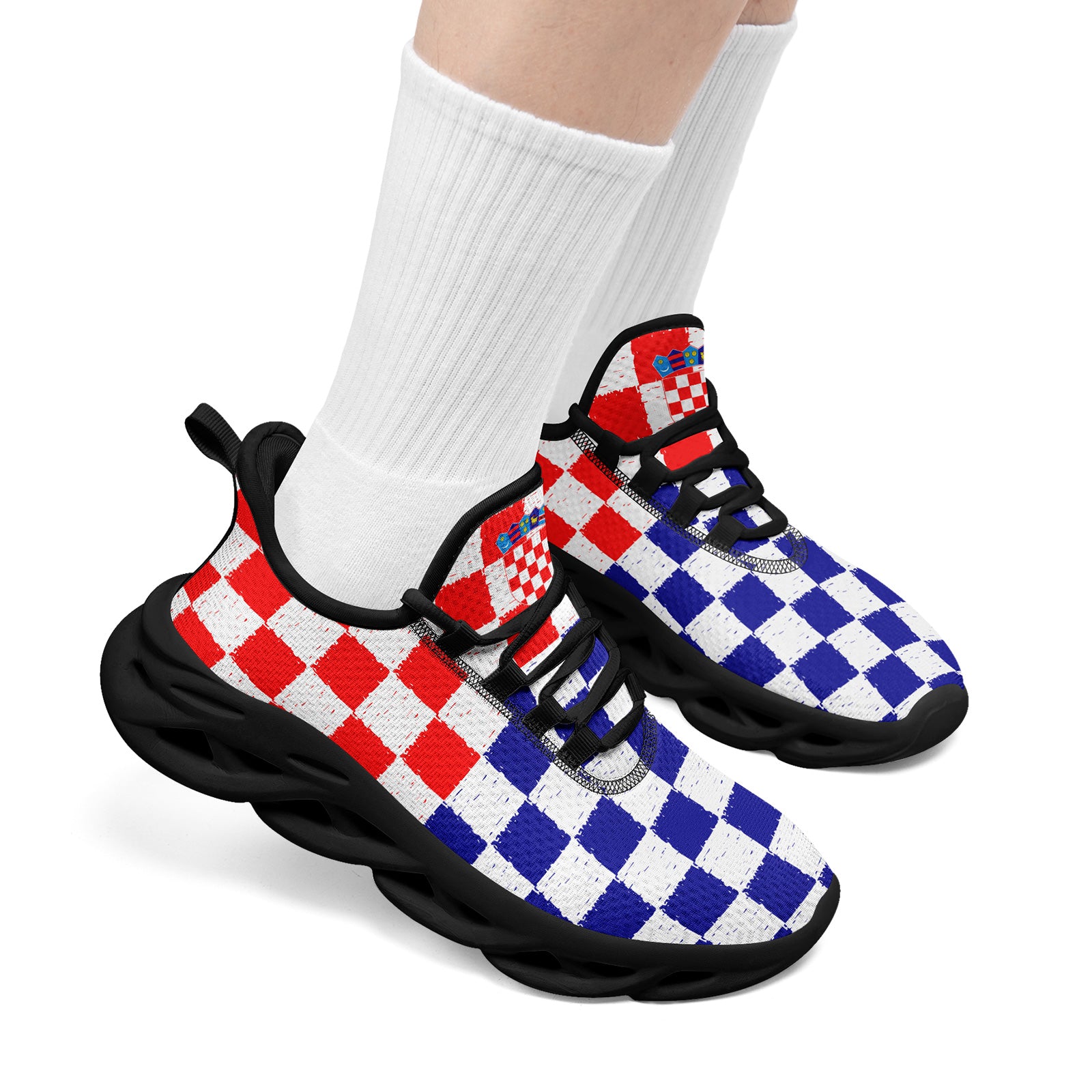 Custom Croatia 2026 World Cup Sneakers DIY Country Flag Running Shoes Lightweight Sport Shoes Gift for Football Fans Personalized Team Name and Logo FN003-F009104-1