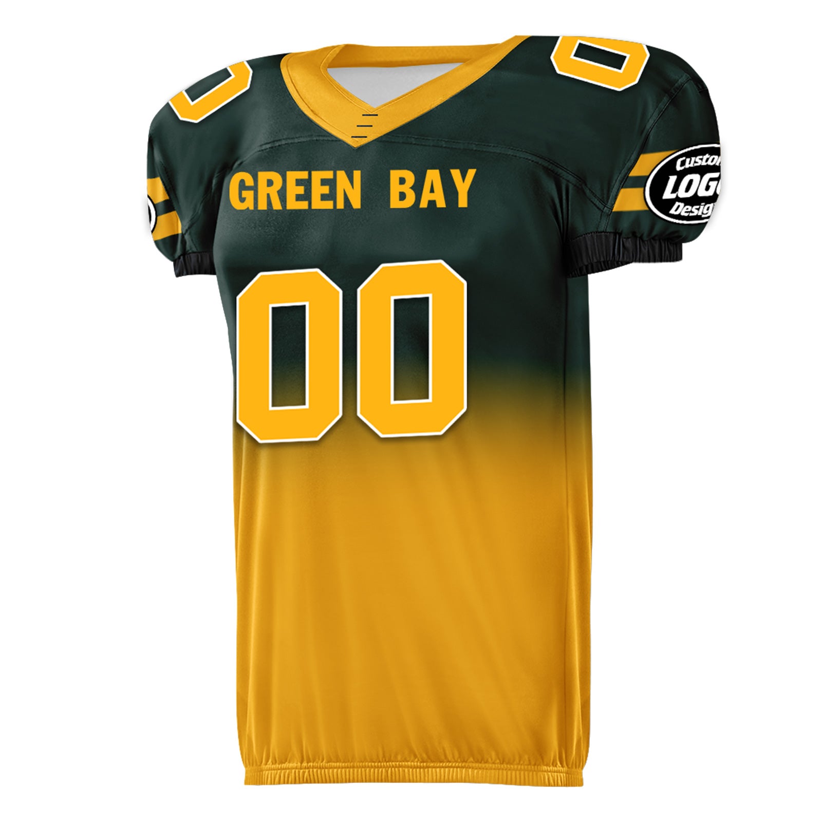 Custom Green Yellow Fade Fashion Green Bay High-Performance American Football Jersey FBJ06-D020252-13