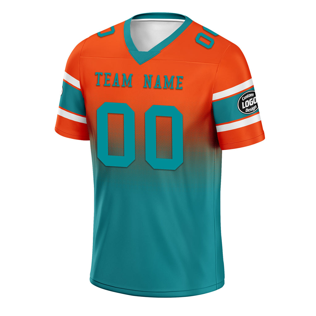 Custom Orange Blue Miami Personalized Authentic Football Jersey FBJ02-D020249-24