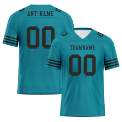 Custom Teal Black Striped Sleeves Personalized Authentic Football Jersey FBJ02-D06042