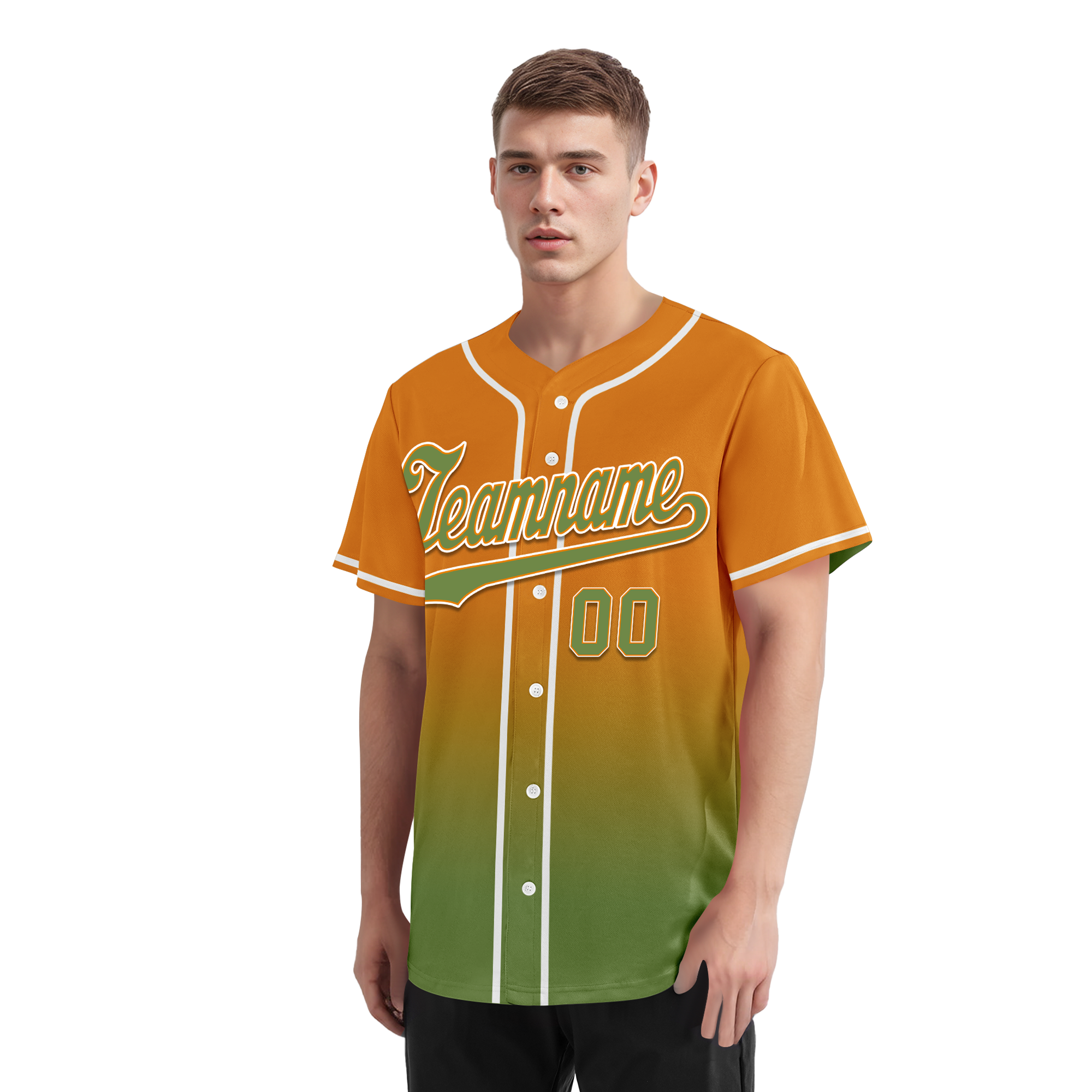 Custom Orange Green Fade Fashion Personalized Authentic Baseball Jersey BSBJ01-D0a70b9