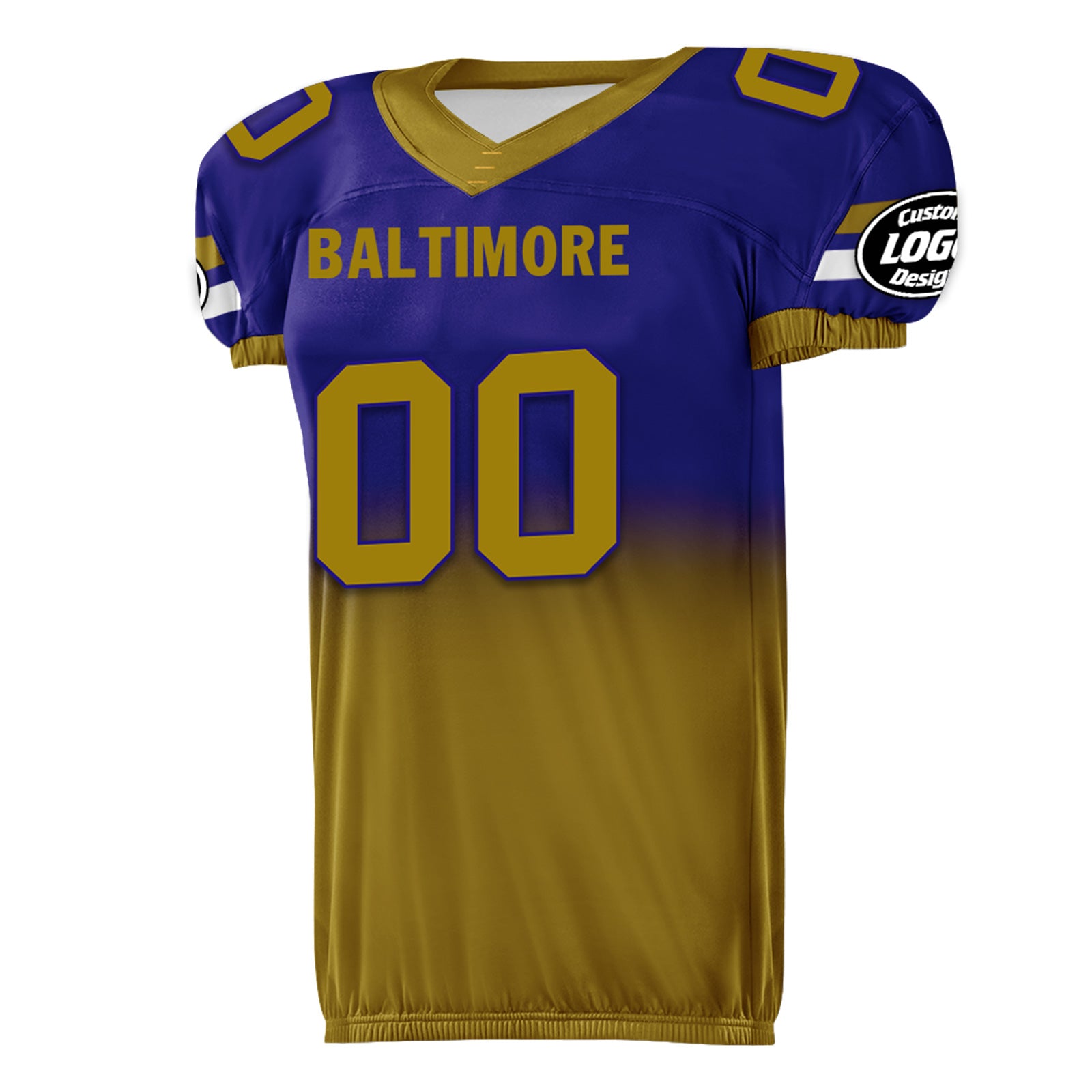 Custom Blue Yellow Fade Fashion Baltimore High-Performance American Football Jersey FBJ06-D020252-2