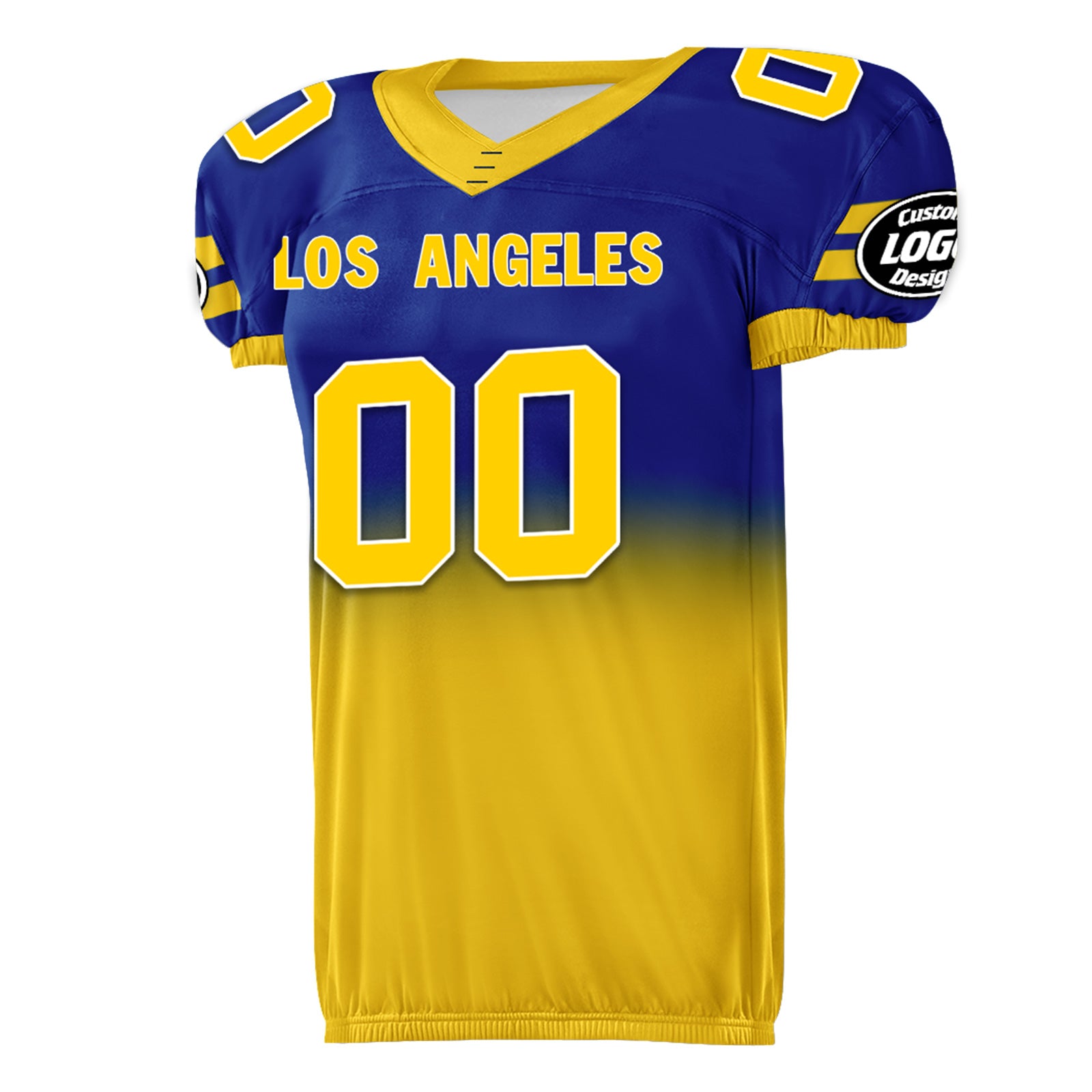 Custom Blue Yellow Fade Fashion Los Angeles High-Performance American Football Jersey FBJ06-D020252-15
