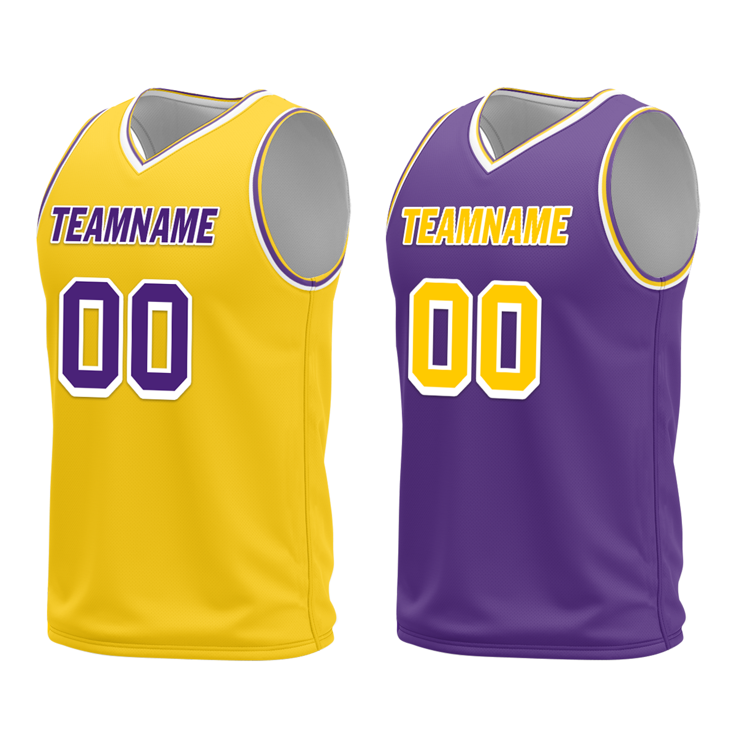 Custom Yellow Purple Classic Style Reversible Basketball Uniform Personalized COOLMAX BBJR-D017034