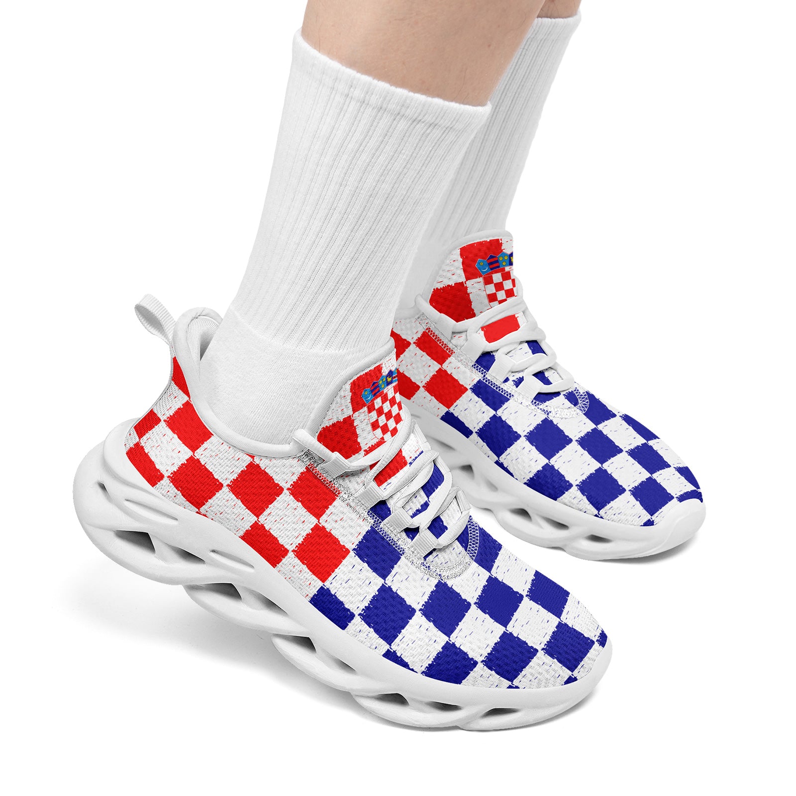 Custom Croatia 2026 World Cup Sneakers DIY Country Flag Running Shoes Lightweight Sport Shoes Gift for Football Fans Personalized Team Name and Logo FN003-F009104-1