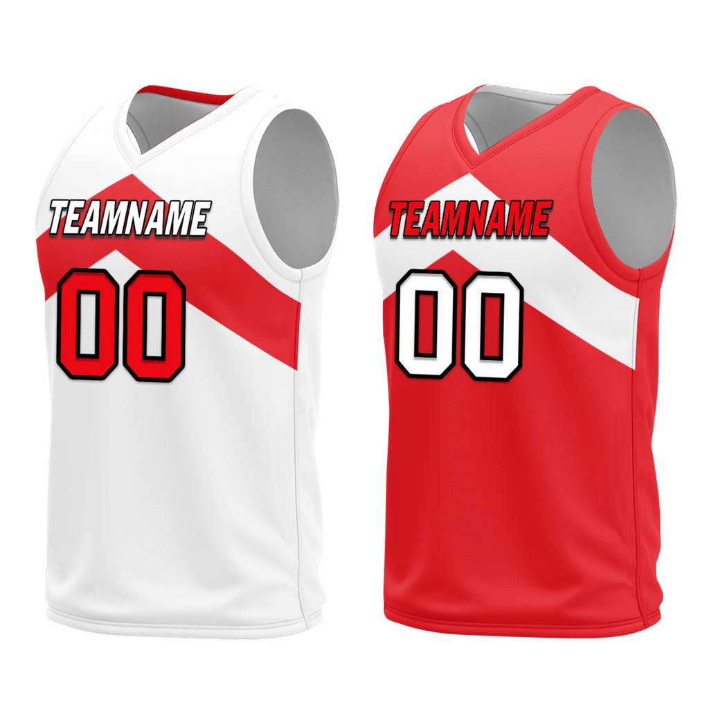 Custom White Red Classic Style Reversible Basketball Uniform Personalized Ordinary BBJR-D017026