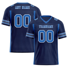 Custom Blue Striped Sleeves Personalized Authentic Football Jersey FBJ02-D06077