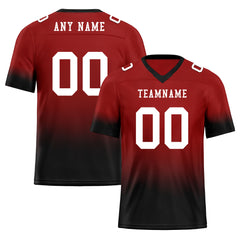 Custom Black Red Fade Fashion Personalized Authentic Football Jersey FBJ02-D06098