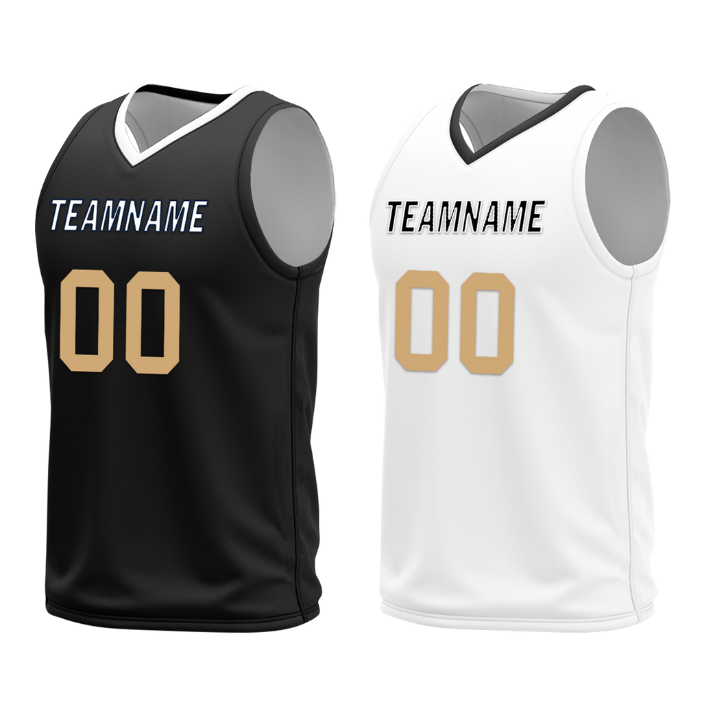 Custom Black White Classic Style Reversible Basketball Uniform Personalized COOLMAX BBJR-D017044