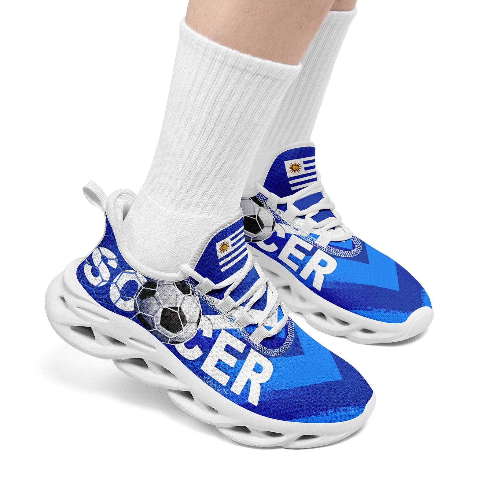 Custom Uruguay 2026 World Cup Sneakers DIY Country Flag Running Shoes Lightweight Sport Shoes Gift for Football Fans Personalized Team Name and Logo FN003-F009072-5