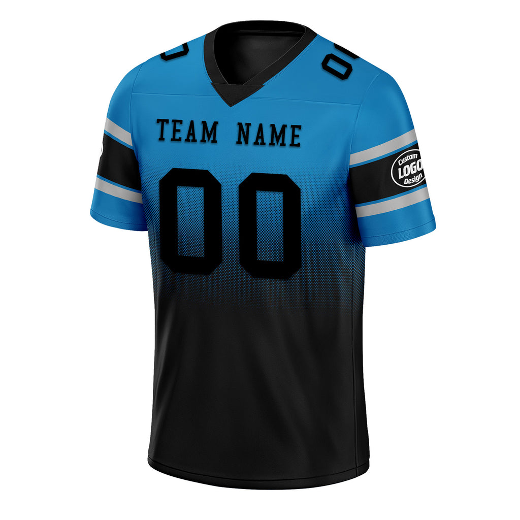 Custom Blue Black Carolina Personalized Authentic Football Jersey FBJ02-D020249-5