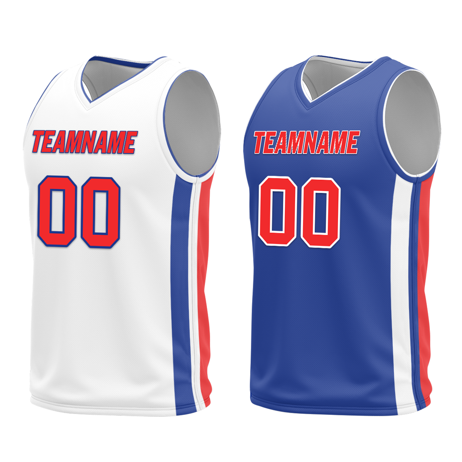 Custom White Blue Classic Style Reversible Basketball Uniform Personalized COOLMAX BBJR-D017020