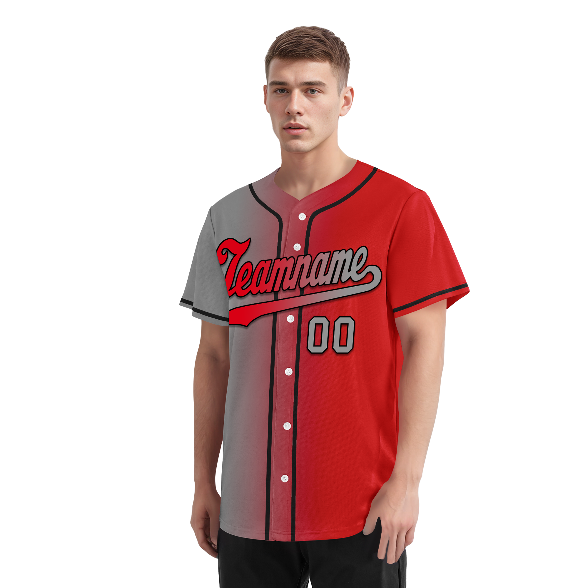 Custom Grey Red Gradient Fashion Personalized Authentic Baseball Jersey BSBJ01-D0a7aad