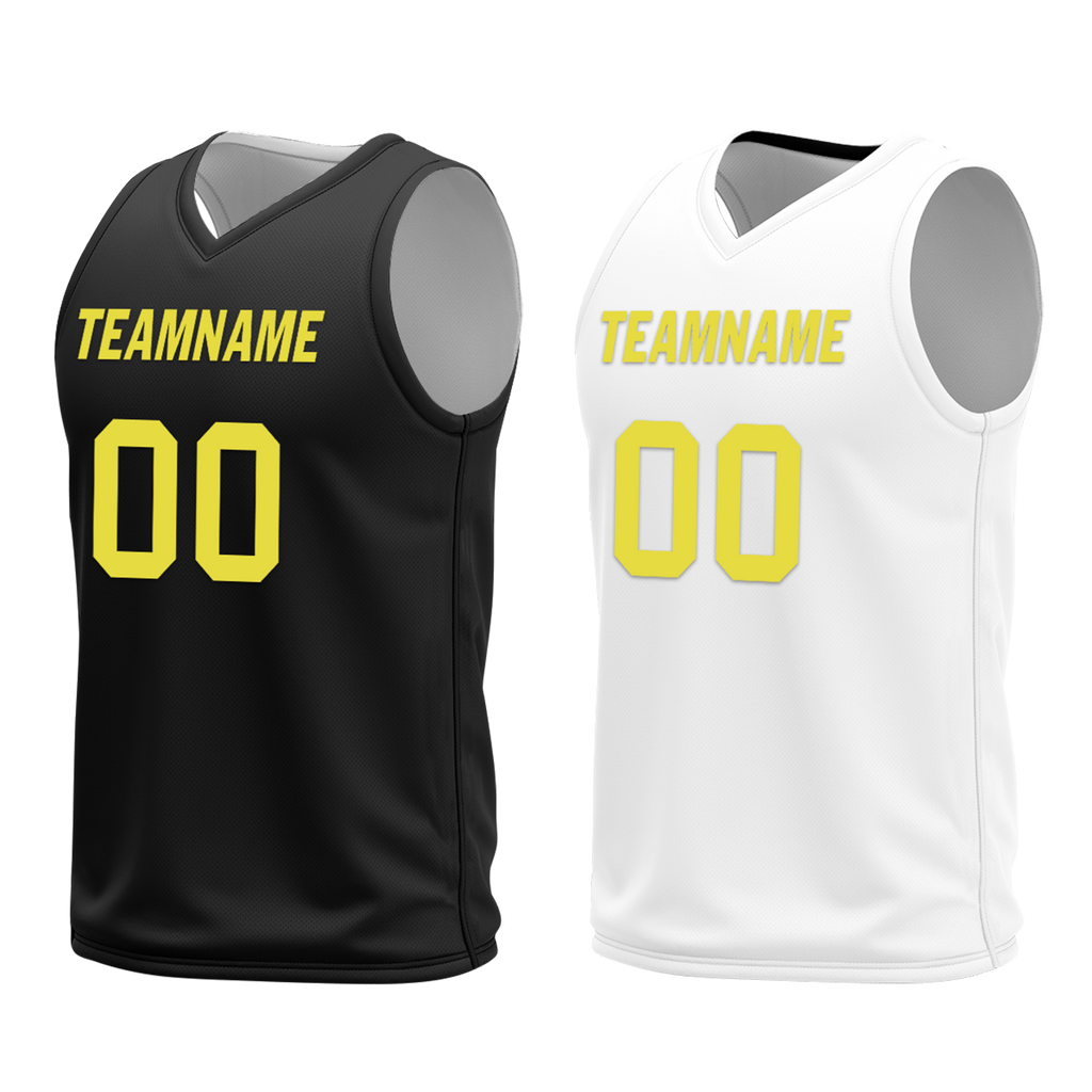 Custom Black White Classic Style Reversible Basketball Uniform Personalized COOLMAX BBJR-D017048