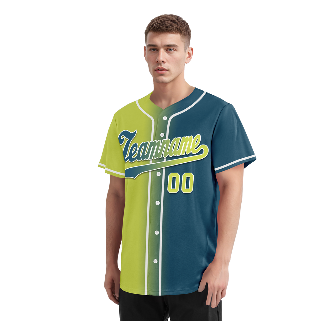 Custom Yellow Green Gradient Fashion Personalized Authentic Baseball Jersey BSBJ01-D0a709d