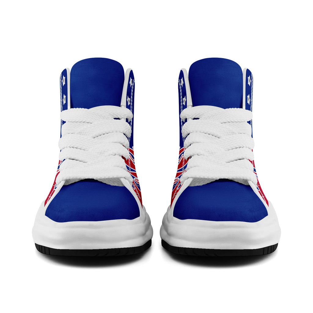 Custom Blue White Red Buffalo Football Jersey and Firesoul Sports Shoes Combo Offer Personalized Combo ZH-D020273-4