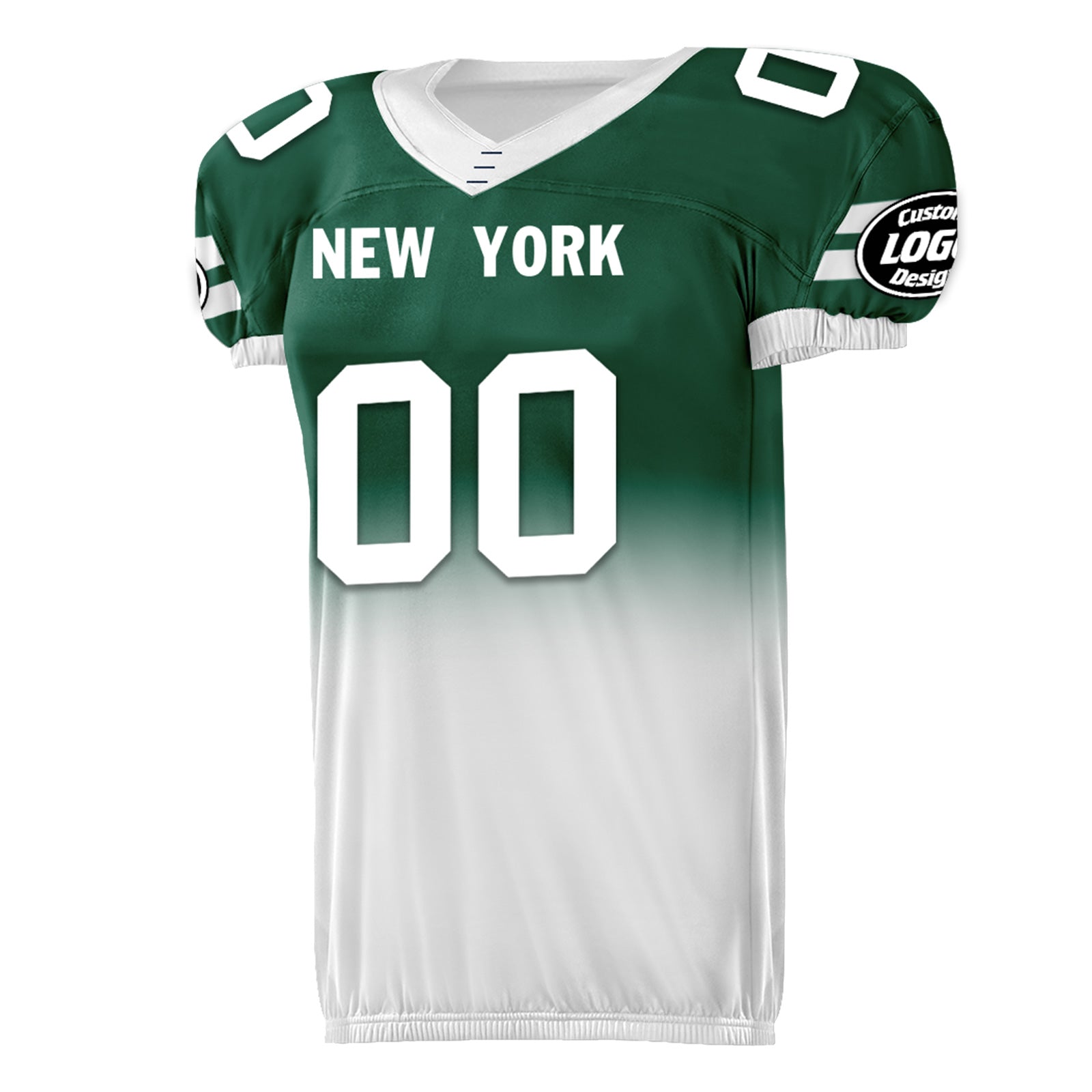 Custom Green White Fade Fashion New York High-Performance American Football Jersey FBJ06-D020252-28