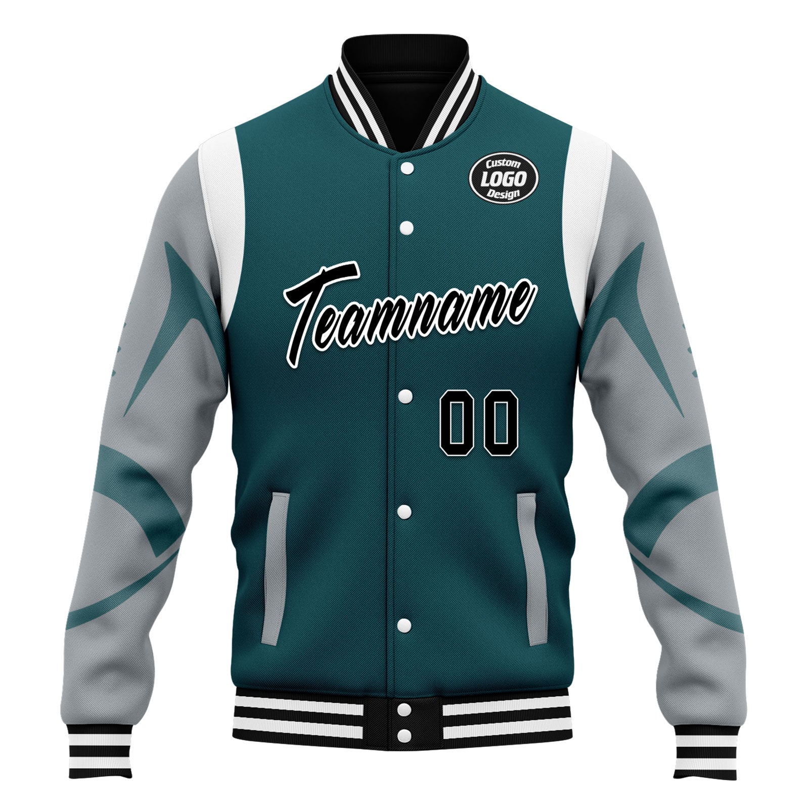 Custom Green Philadelphia Jacket Bomber Full-Snap Varsity Letterman Personalized Jacket FZ005-D025004-21