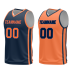 Custom Blue Orange Classic Style Reversible Basketball Uniform Personalized Ordinary BBJR-D017015