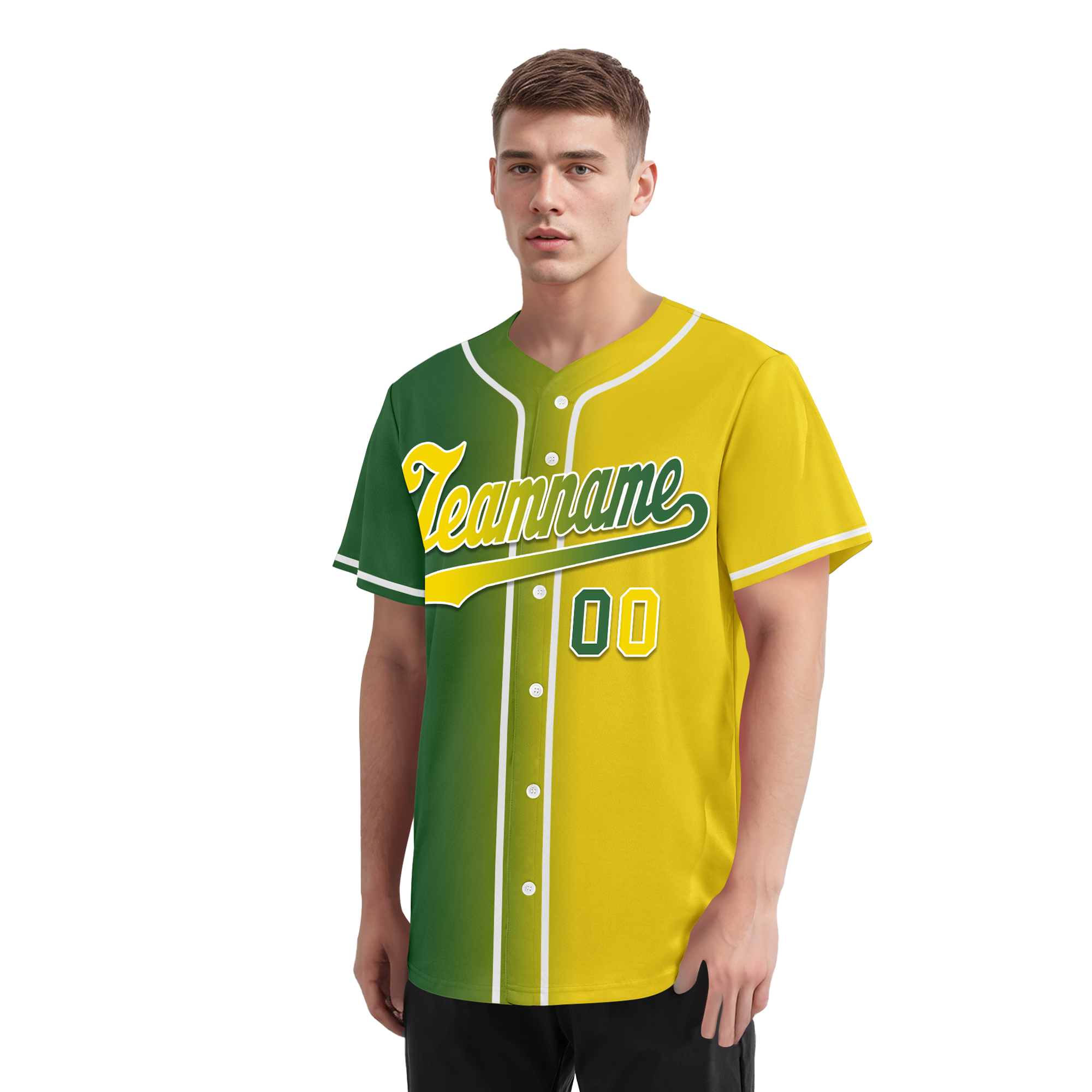 Custom Green Yellow Gradient Fashion Personalized Authentic Baseball Jersey BSBJ01-D0a707d
