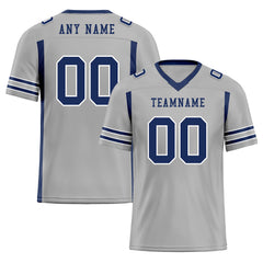 Custom Gray Blue Striped Sleeves Personalized Authentic Football Jersey FBJ02-D06046