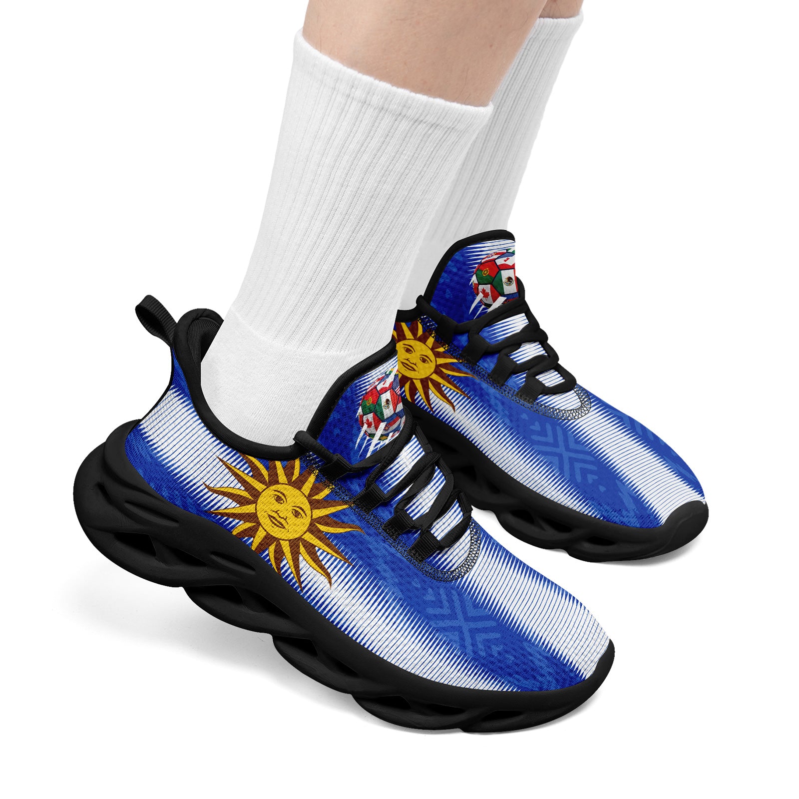 Custom Uruguay 2026 World Cup Sneakers DIY Country Flag Running Shoes Lightweight Sport Shoes Gift for Football Fans Personalized Team Name and Logo FN003-F009072-1