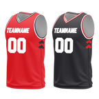Custom Red Black Classic Style Reversible Basketball Uniform Personalized COOLMAX BBJR-D017025