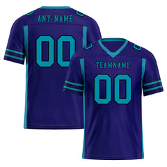 Custom Purple Turquoise Striped Sleeves Personalized Authentic Football Jersey FBJ02-D06064