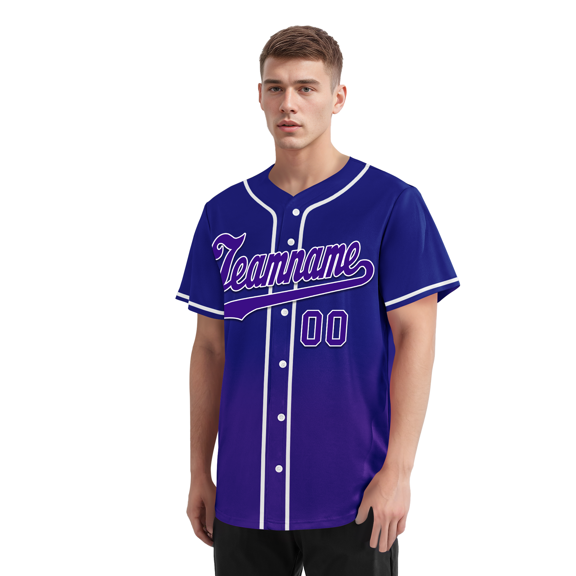 Custom Blue Purple Fade Fashion Personalized Authentic Baseball Jersey BSBJ01-D0a70ea
