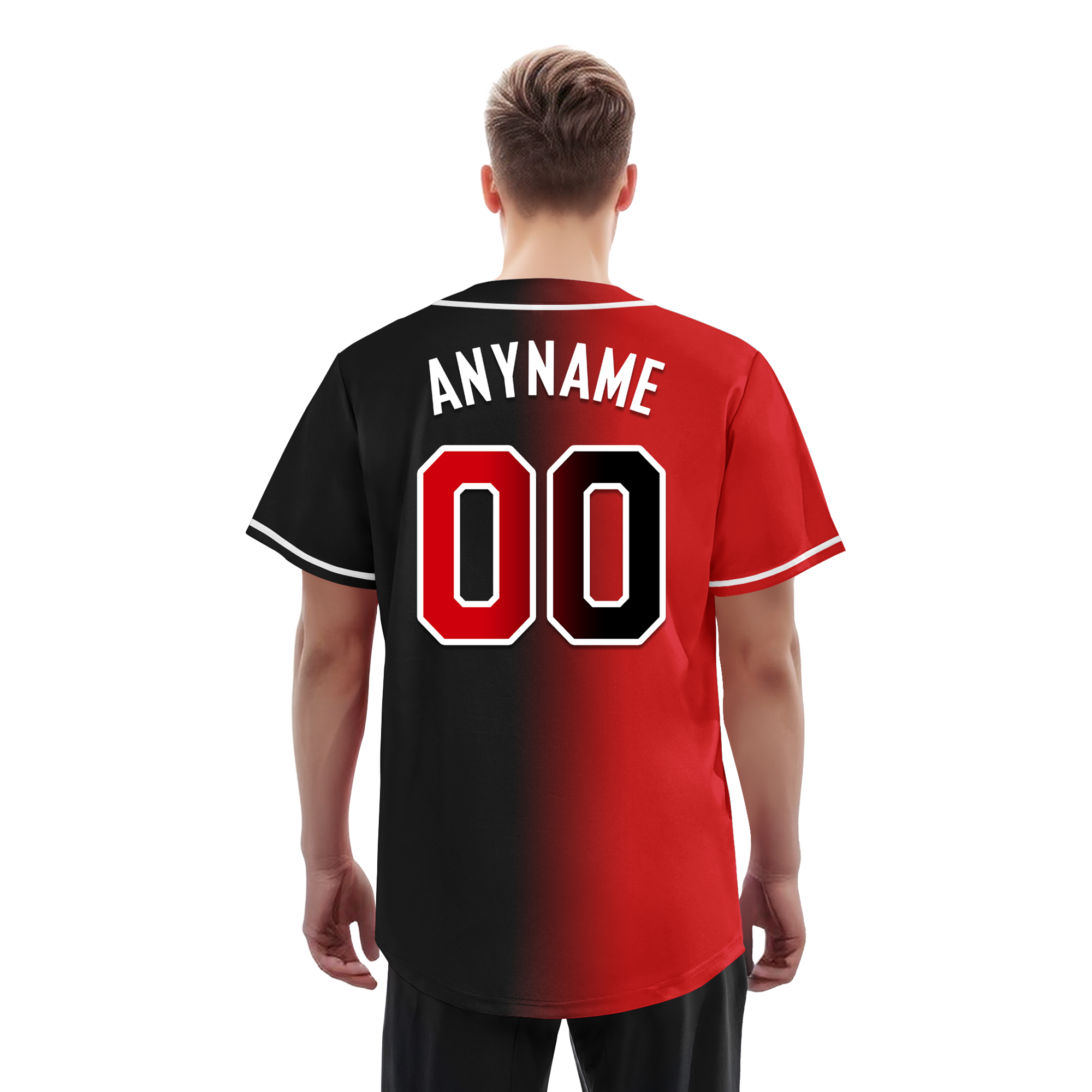 Custom Red Black Gradient Fashion Personalized Authentic Baseball Jersey BSBJ01-D0a707a
